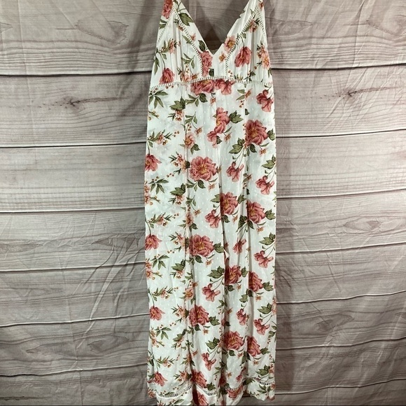 Aeo White Swiss Dot Floral Wide Leg Crop Jumpsuit - Picture 5 of 13